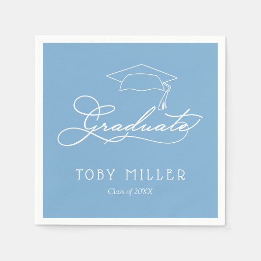 Elegant Script Powder Blue Afstuderen Napkins Servet (Voorkant)