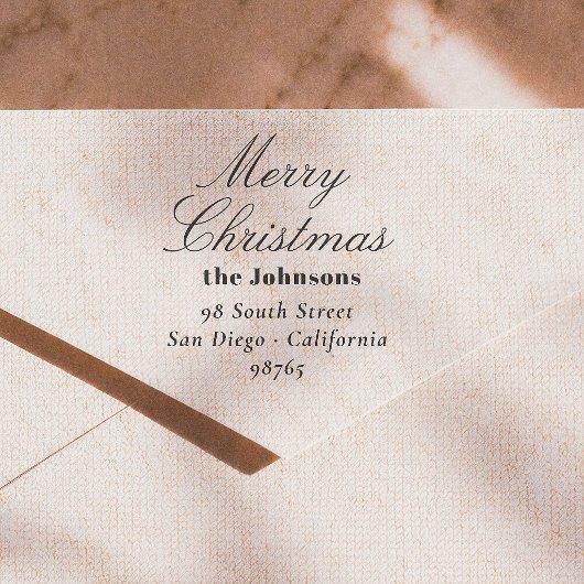Elegant Script Prettig Kerst Retouradres Rubberstempel
