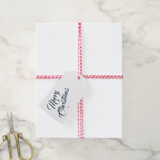 Elegant script prettig kerstfeest cadeaulabel (Met Touw)