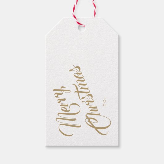 Elegant script prettig kerstfeest cadeaulabel (Voorkant)