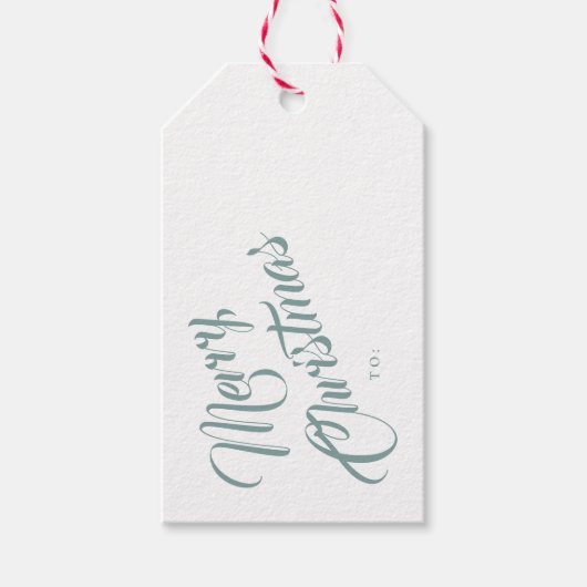 Elegant script prettig kerstfeest cadeaulabel (Voorkant)