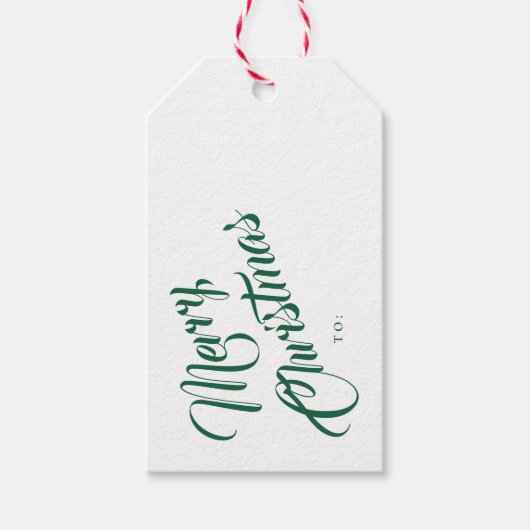 Elegant script prettig kerstfeest cadeaulabel (Voorkant)