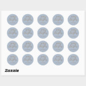 Elegant Script Prettig Kerstfeest Gouden Ster Blau Ronde Sticker (Vel)