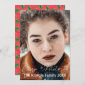 Elegant Script Prettig Kerstfeest Hulst Bessen Feestdagenkaart (Voorkant / Achterkant)