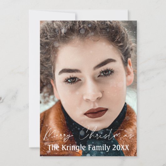 Elegant Script Prettig Kerstfeest met Hulst Bessen Feestdagenkaart (Voorkant)