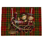 Elegant Script Prettig Kerstmis Familie Naam Plaid Groot Cadeauzakje (Voorkant)