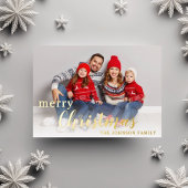 Elegant Script Prettig Kerstmis Foto Goud Folie Feestdagenkaart
