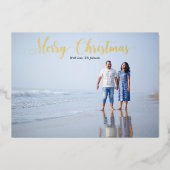 Elegant Script Prettig Kerstmis Persoonlijk Folie Feestdagenkaart (Voorkant)