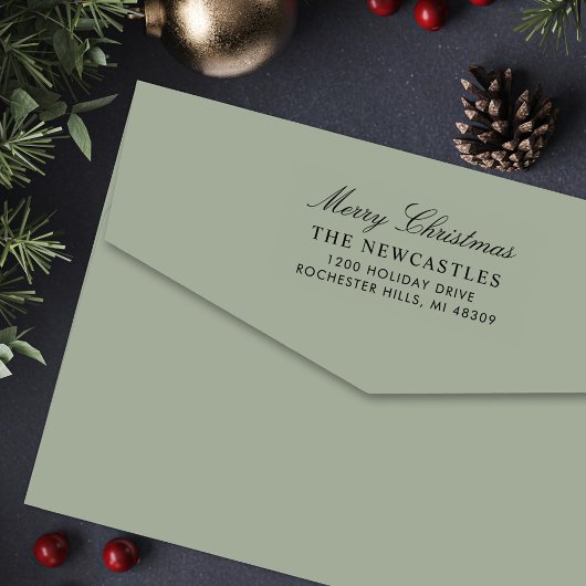 Elegant Script Prettig Kerstmis Retouradres Zelfinktende Stempel