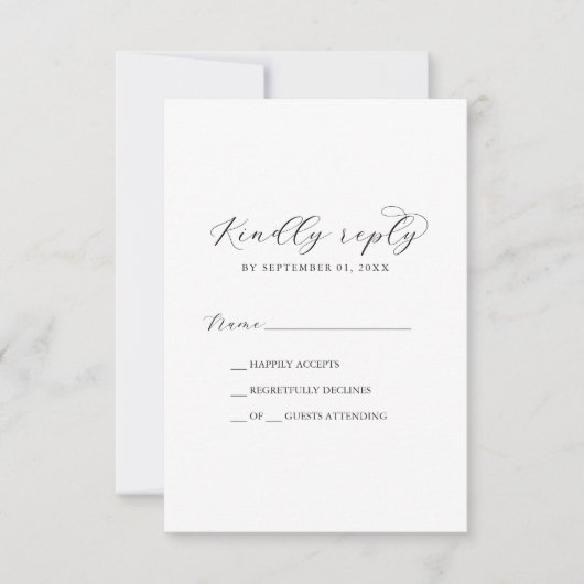 Elegant Script Printable or Printed RSVP Card Kaart (Voorkant)