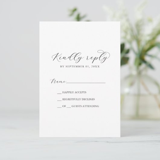 Elegant Script Printable or Printed RSVP Card Kaart (Staand voorkant)