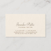 Elegant Script Professionele Luxe Signature Cream Visitekaartje (Voorkant)