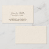 Elegant Script Professionele Luxe Signature Cream Visitekaartje (Voorkant / Achterkant)