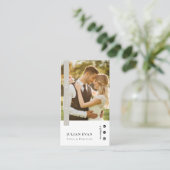 Elegant Script Profiel Foto Sage Groen Visitekaartje (Staand voorkant)