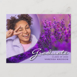 Elegant Script Purple Flowers | Modern Photo Afstu Briefkaart