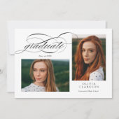 Elegant script QR Code 3 fotoafstudeerfeest Kaart (Voorkant)