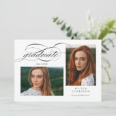 Elegant script QR Code 3 fotoafstudeerfeest Kaart (Staand voorkant)