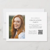 Elegant script QR Code 3 fotoafstudeerfeest Kaart (Achterkant)
