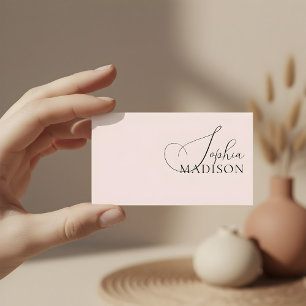 Elegant script QR Code Blush Pink Visitekaartje