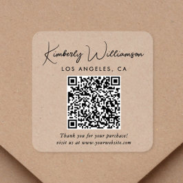 Elegant Script QR Code Clear Thank You Vierkante Sticker