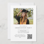 Elegant Script QR Code Foto Graduation Party Kaart (Achterkant)
