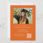 Elegant Script QR Code Foto Graduation Party Kaart (Achterkant)