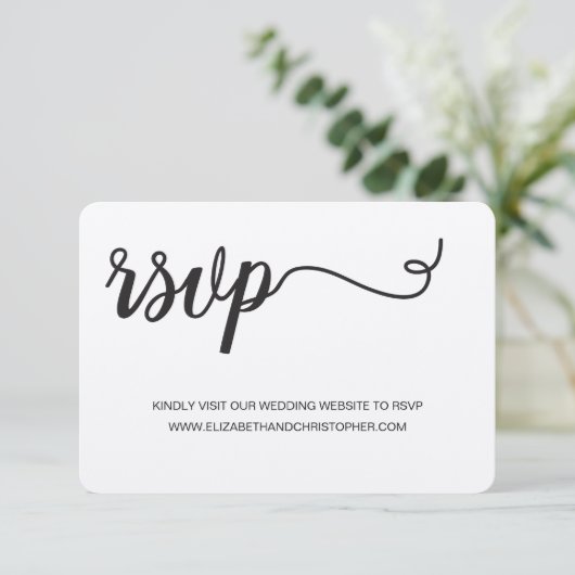 Elegant Script QR code generator trouwwebsite RSVP Kaartje (Staand voorkant)