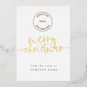 Elegant Script QR-code Logo kerst Folie Feestdagenkaart (Voorkant)