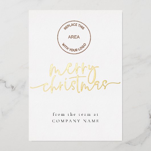 Elegant Script QR-code Logo kerst Folie Feestdagenkaart (Voorkant)