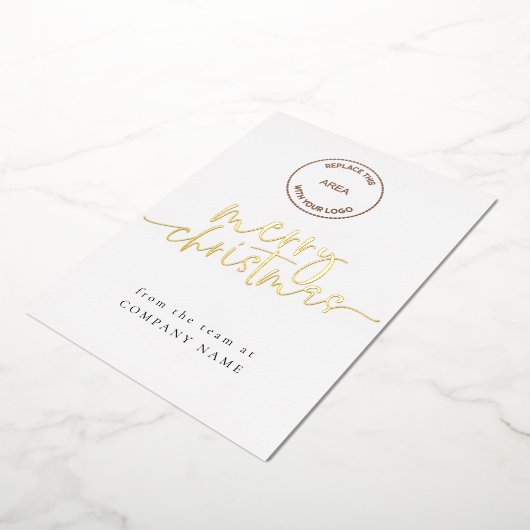 Elegant Script QR-code Logo kerst Folie Feestdagenkaart (Gedraaid)