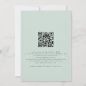 Elegant Script QR Code Mint Green Wedding Kaart (Achterkant)