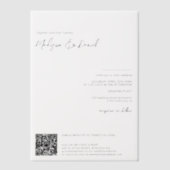 Elegant script QR-code moderne chique bruiloft Vellum Uitnodigingen (Voorkant)