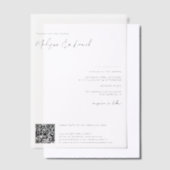 Elegant script QR-code moderne chique bruiloft Vellum Uitnodigingen (Offset)