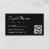 Elegant Script QR Code Professional Zwart Visitekaartje (Voorkant)