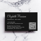 Elegant Script QR Code Professional Zwart Visitekaartje