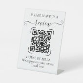 Elegant Script QR Code Review Reclamebord Met Voetstuk (Voorkant)