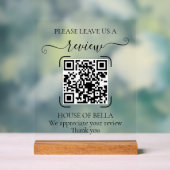 Elegant Script QR Code Review Request Sign Acryl Bord (Neutraal)