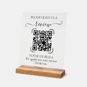 Elegant Script QR Code Review Request Sign Acryl Bord (Hoek)