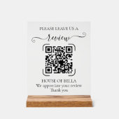Elegant Script QR Code Review Verzoek Bord (Voorkant)