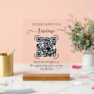 Elegant Script QR Code Review Verzoek Bord
