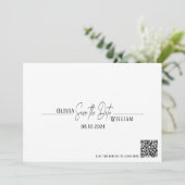 Elegant script QR-code Sla de datum op Save The Date (Staand voorkant)