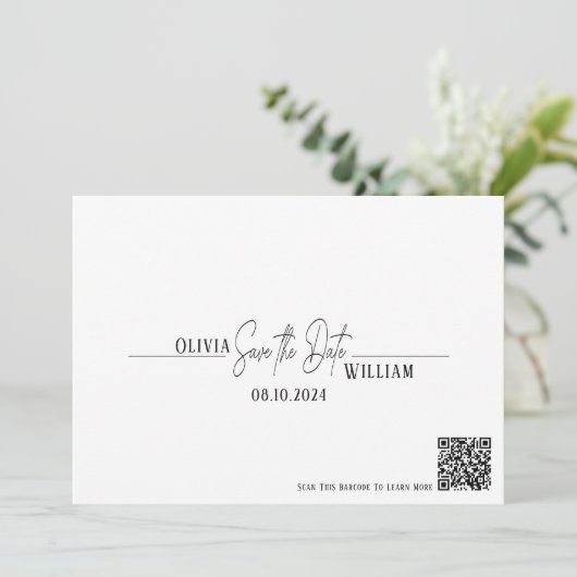 Elegant script QR-code Sla de datum op Save The Date (Staand voorkant)