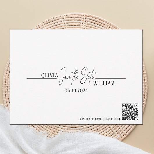 Elegant script QR-code Sla de datum op Save The Date