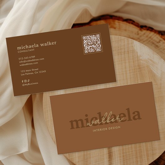 Elegant Script QR Code & Social Media Visitekaartje