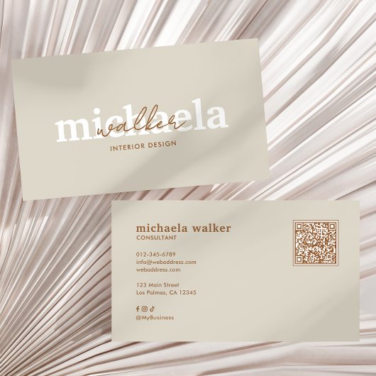 Elegant Script QR Code & Social Media Visitekaartje
