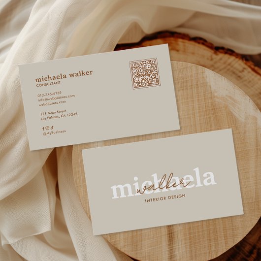 Elegant Script QR Code & Social Media Visitekaartje