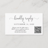 Elegant Script QR Code Weddenschap RSVP Informatiekaartje (Voorkant)