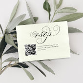 Elegant Script QR Code Wedding RSVP Response Kaartje