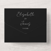 Elegant script QR-code zwart-wit bruiloft All In One Uitnodiging (Achterkant)