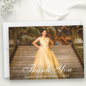 Elegant Script Quinceañera Foto Bedankkaart